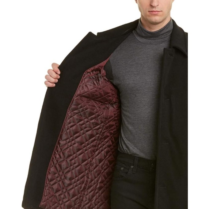 Men's Button Up Wool Plush Car Coat