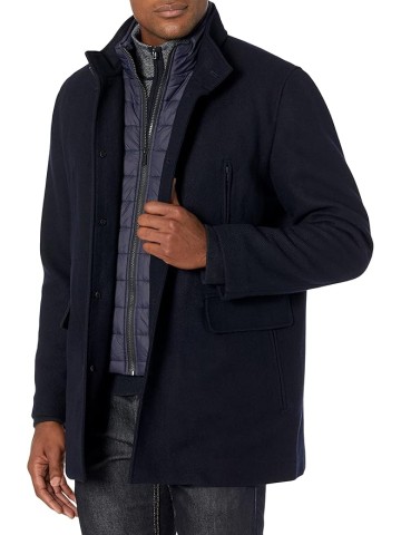 Men's Wool Twill Topper Coat with Water Resistant Bib