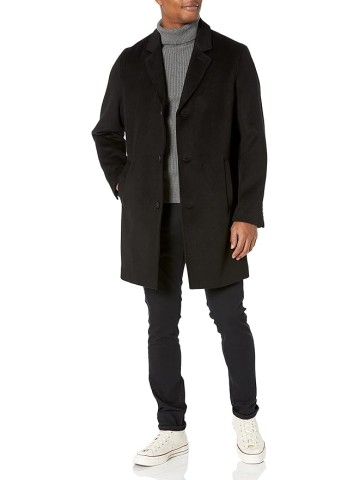 mens Wool Plus Topper Button Front Coat