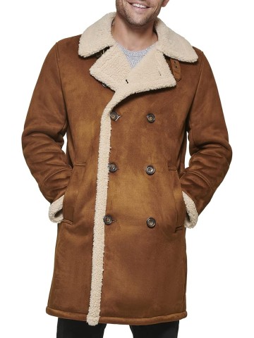 Men's Faux Shearling Midlength Overcoat