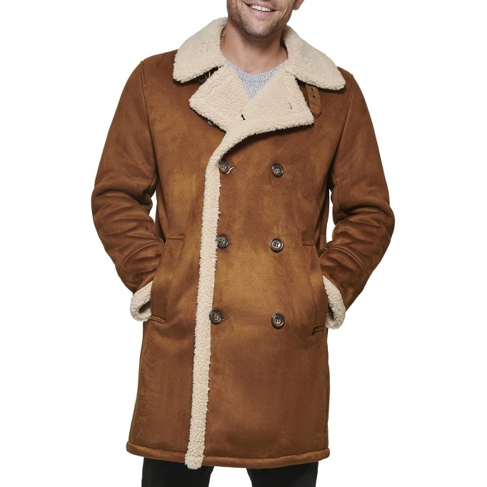 Men's Faux Shearling Midlength Overcoat