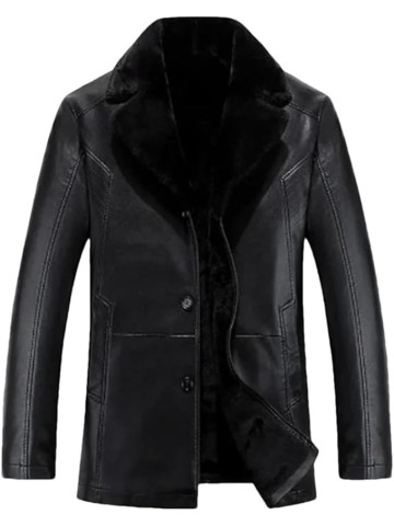 Winter Oversize Leather Jacket Men Fur Coat Men Single Breasted Thick Leather Jackets Casual Trench Coat