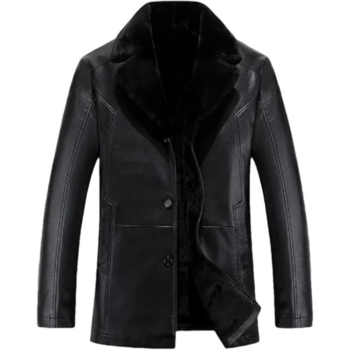 Winter Oversize Leather Jacket Men Fur Coat Men Single Breasted Thick Leather Jackets Casual Trench Coat