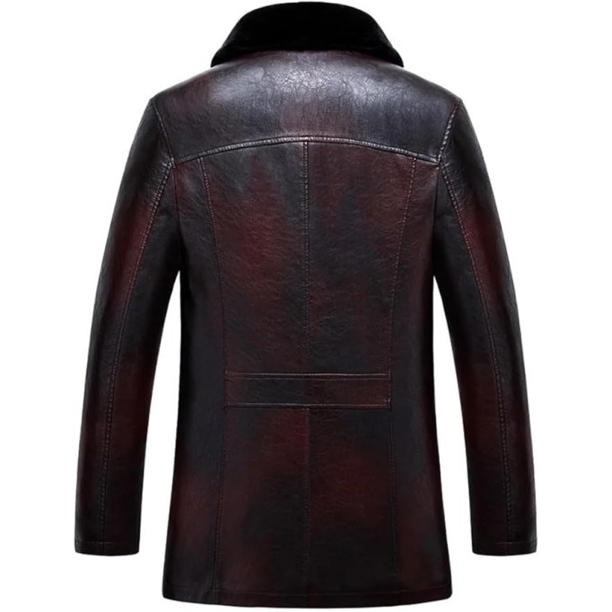 Winter Oversize Leather Jacket Men Fur Coat Men Single Breasted Thick Leather Jackets Casual Trench Coat