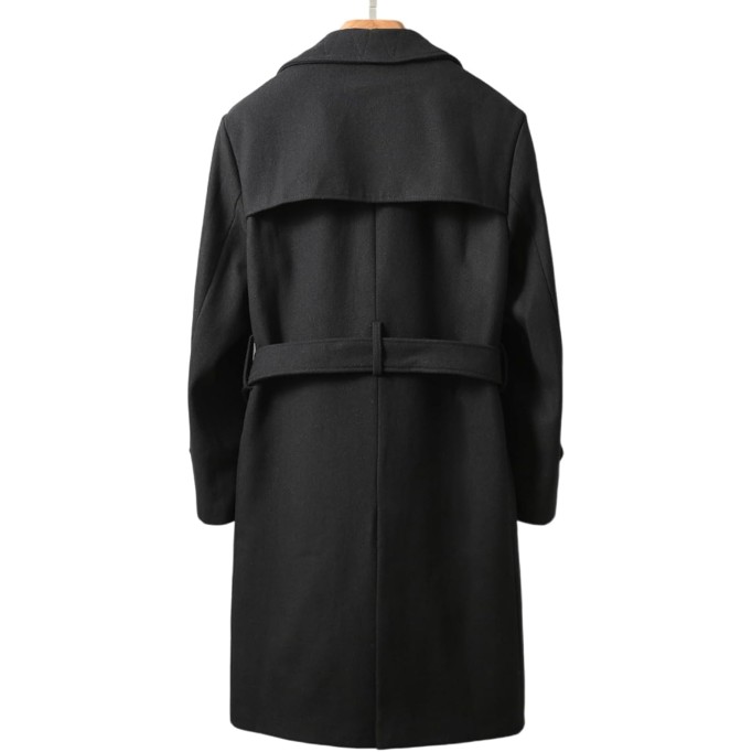 Men's Long Wool Coat Oversized Double Breasted Trench Pea Coat Winter Wool Overcoat M-9XL