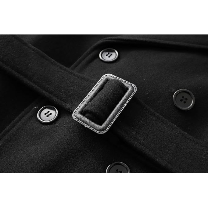 Men's Long Wool Coat Oversized Double Breasted Trench Pea Coat Winter Wool Overcoat M-9XL