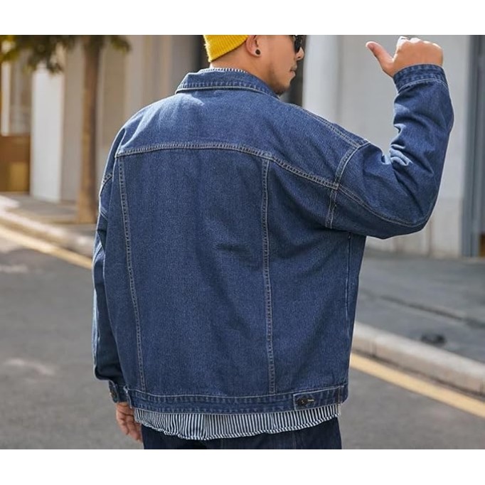 Plus Size Autumn Black Blue Men Loose Streetwear Casual Jeans Coats Oversize Denim Jacket