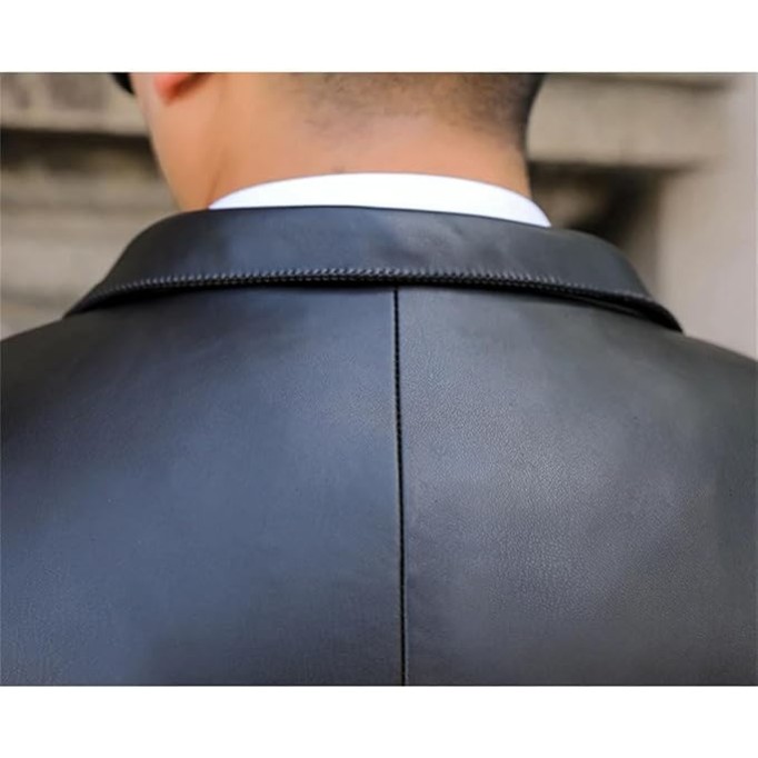 Men's Oversized Leather Blazer Dress Black PU Business Casual Jacket Fashion Loose Spring Autumn Coats