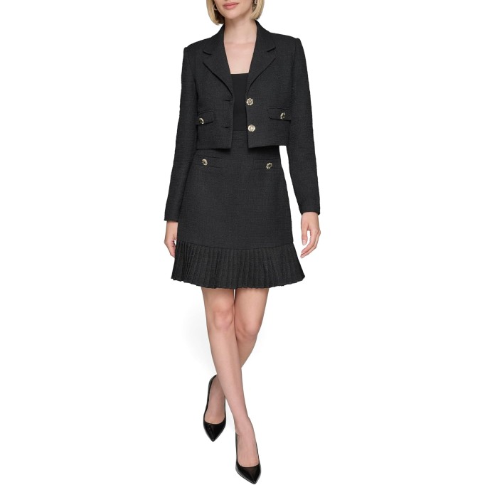 Women's Collared Tweed Long Sleeves Jacket