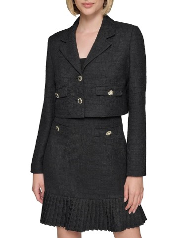 Women's Collared Tweed Long Sleeves Jacket