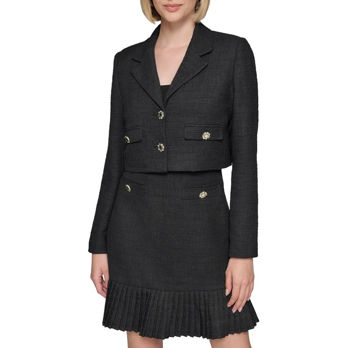 Women's Collared Tweed Long Sleeves Jacket