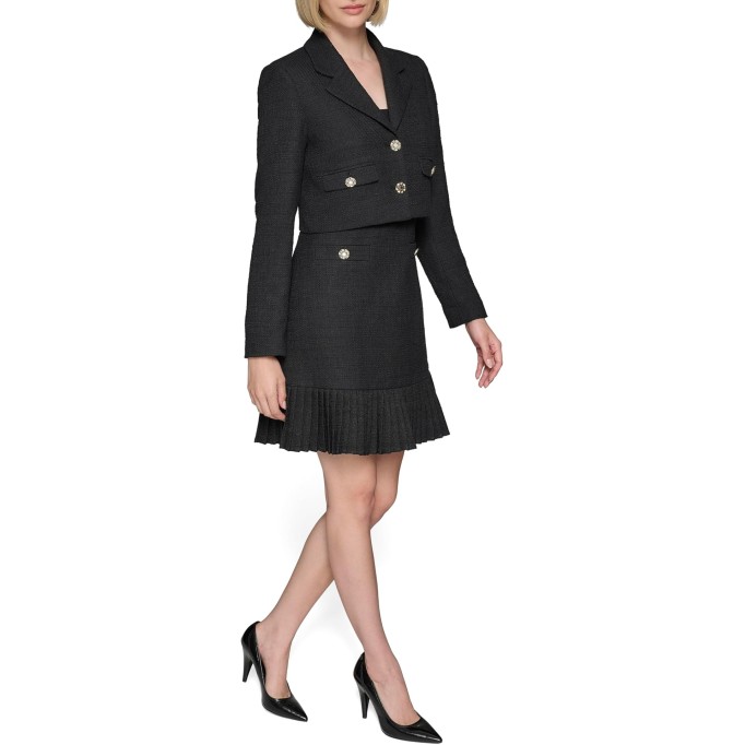 Women's Collared Tweed Long Sleeves Jacket