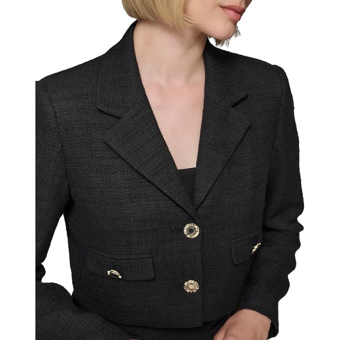 Women's Collared Tweed Long Sleeves Jacket