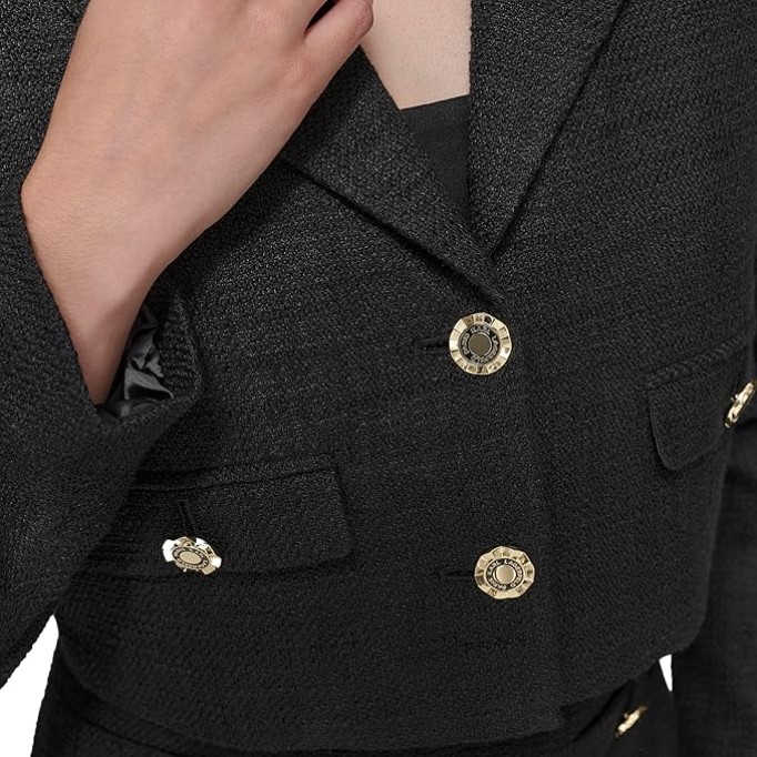 Women's Collared Tweed Long Sleeves Jacket