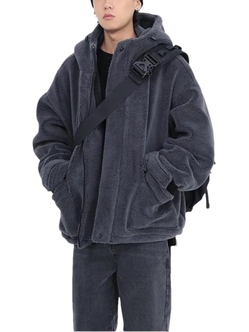Men Winter Thick Warm Oversized Jacket Men Loose Casual Zipper Hooded Coat
