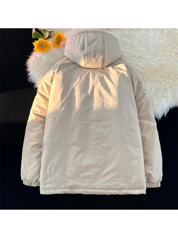 Mens Outdoor Fishing Hooded Parkas Solid Color Oversized Down Rain Jacket Zipper Puffer Jacket