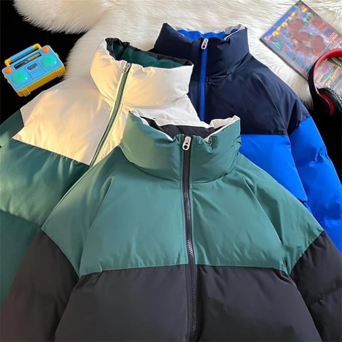 Mens Outdoor Fishing Hooded Parkas Solid Color Oversized Down Rain Jacket Zipper Puffer Jacket