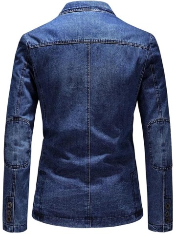 Men's Denim Blazers Coat Oversized Fashion Casual Lapel Button Down Suit Jacket Outerwear