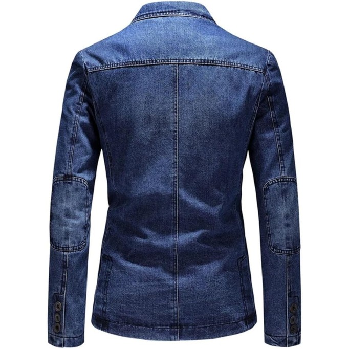 Men's Denim Blazers Coat Oversized Fashion Casual Lapel Button Down Suit Jacket Outerwear