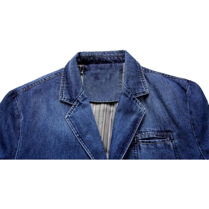Men's Denim Blazers Coat Oversized Fashion Casual Lapel Button Down Suit Jacket Outerwear