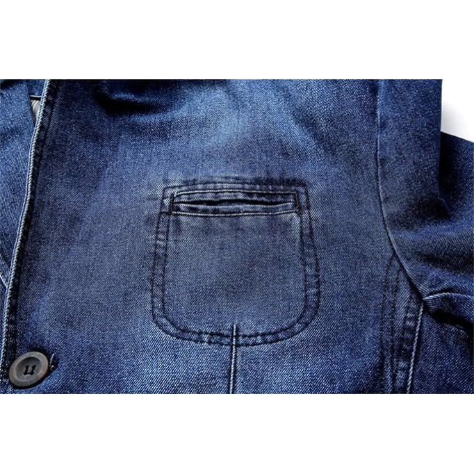 Men's Denim Blazers Coat Oversized Fashion Casual Lapel Button Down Suit Jacket Outerwear
