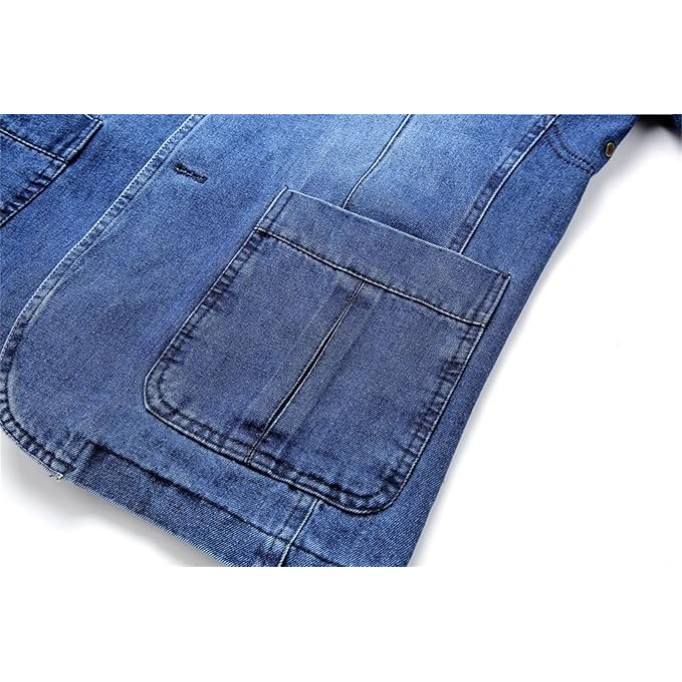 Men's Denim Blazers Coat Oversized Fashion Casual Lapel Button Down Suit Jacket Outerwear
