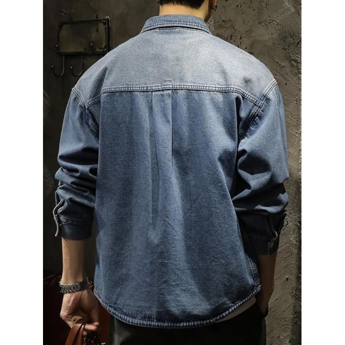 Men's Relaxed Fit Heavyweight Denim Jacket Workwear Spring Casual Coat