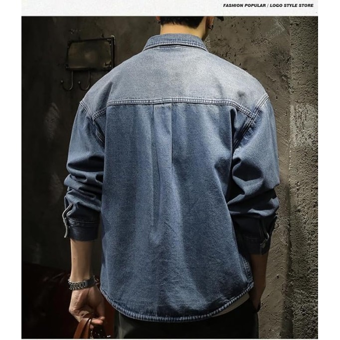 Men's Relaxed Fit Heavyweight Denim Jacket Workwear Spring Casual Coat