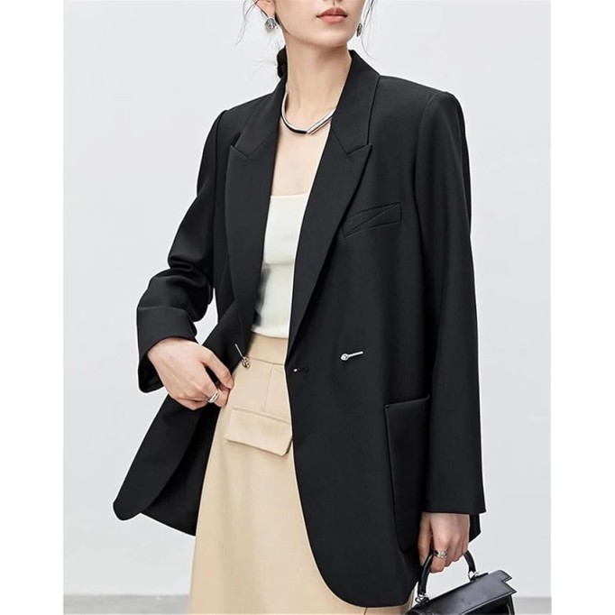 Spring Fall Fashion Trend Loose Suit Jacket Wear to Work Women Formal Clothing Solid Blazer