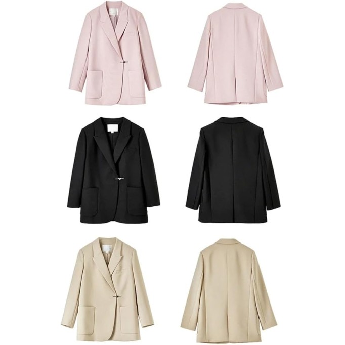 Spring Fall Fashion Trend Loose Suit Jacket Wear to Work Women Formal Clothing Solid Blazer