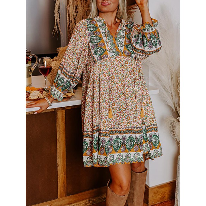 floral print long sleeve dress