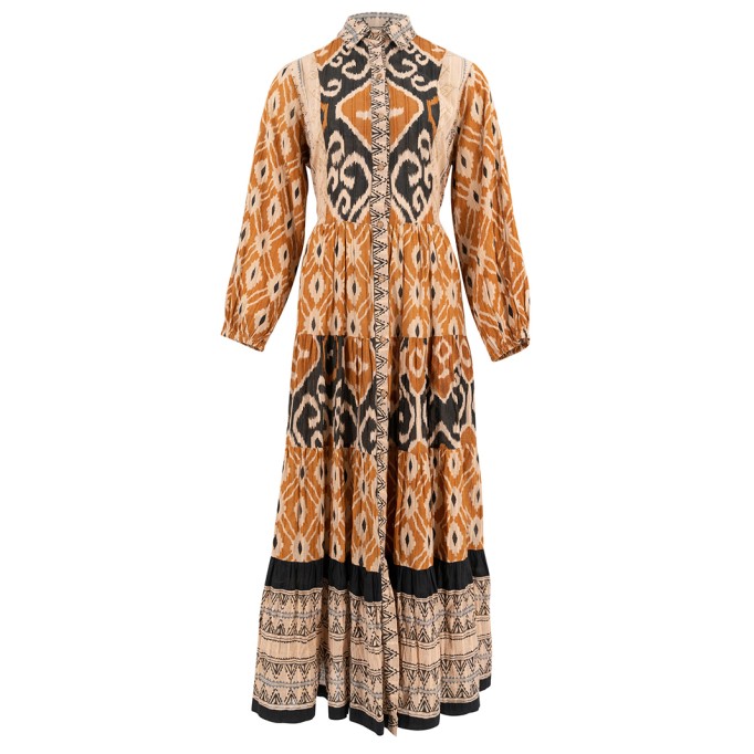 long-sleeved ethnic dress