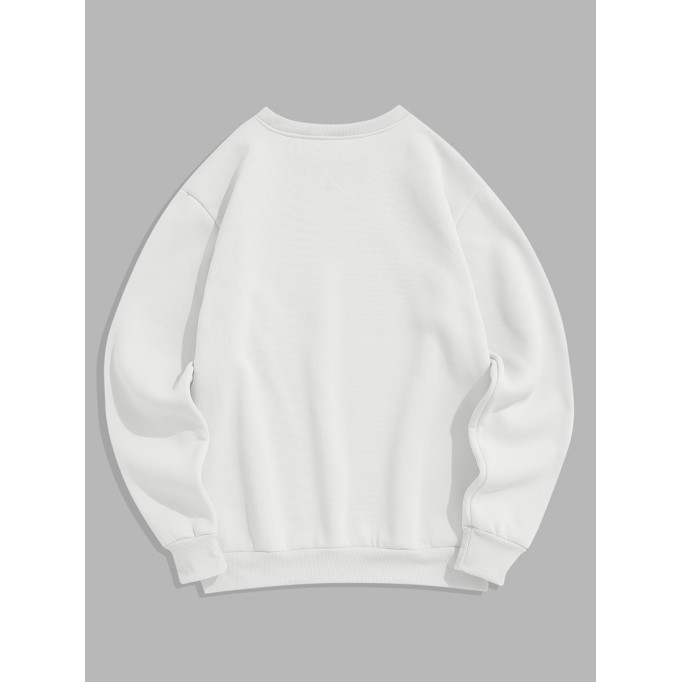 Men's bear pattern fleece lined crew neck top