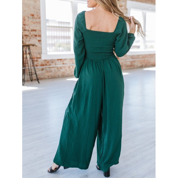 Smocked Wide Leg Jumpsuit