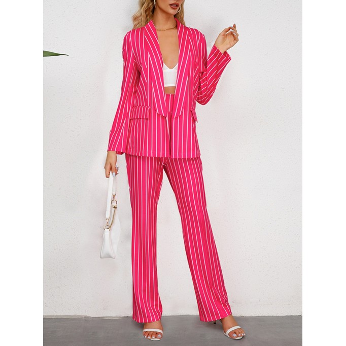 Striped suit jacket straight pants set