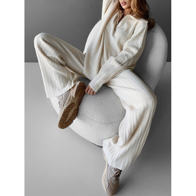 Women's casual zipper knitted two-piece set