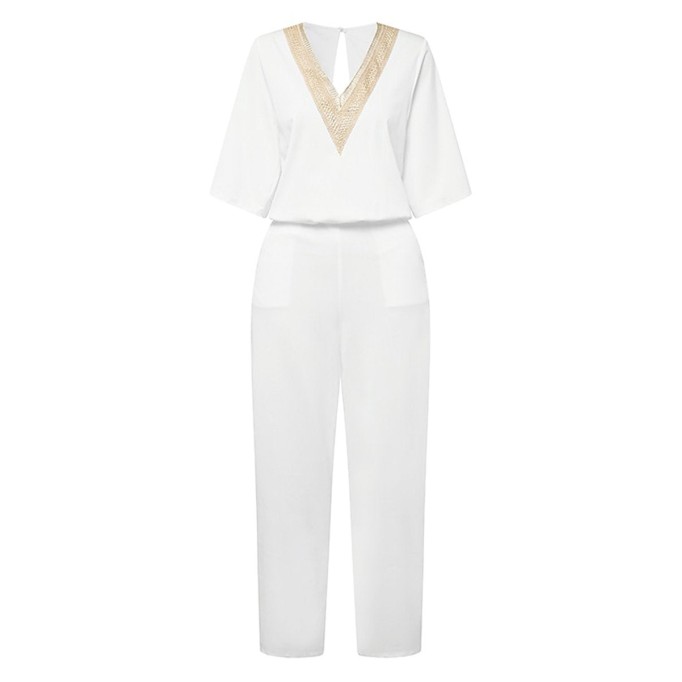Women's elegant lace patchwork romper
