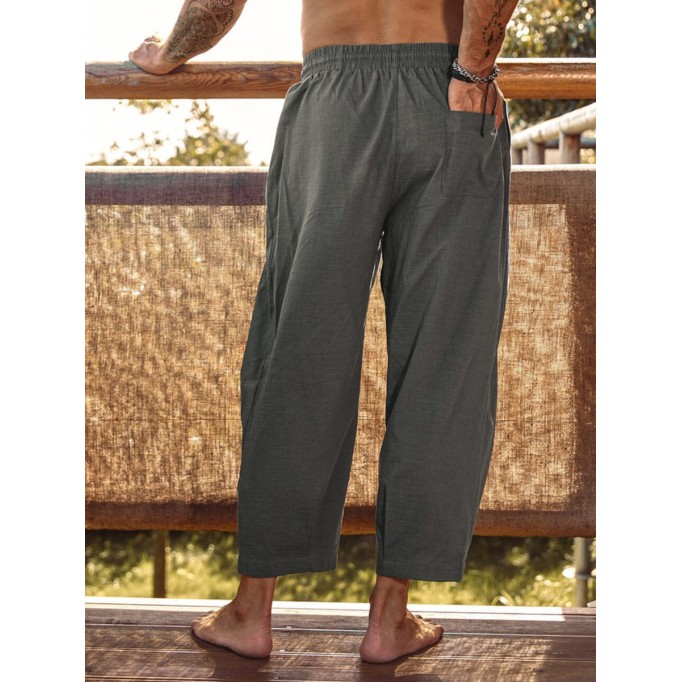 Yoga Pants with Pockets - Cotton Linen